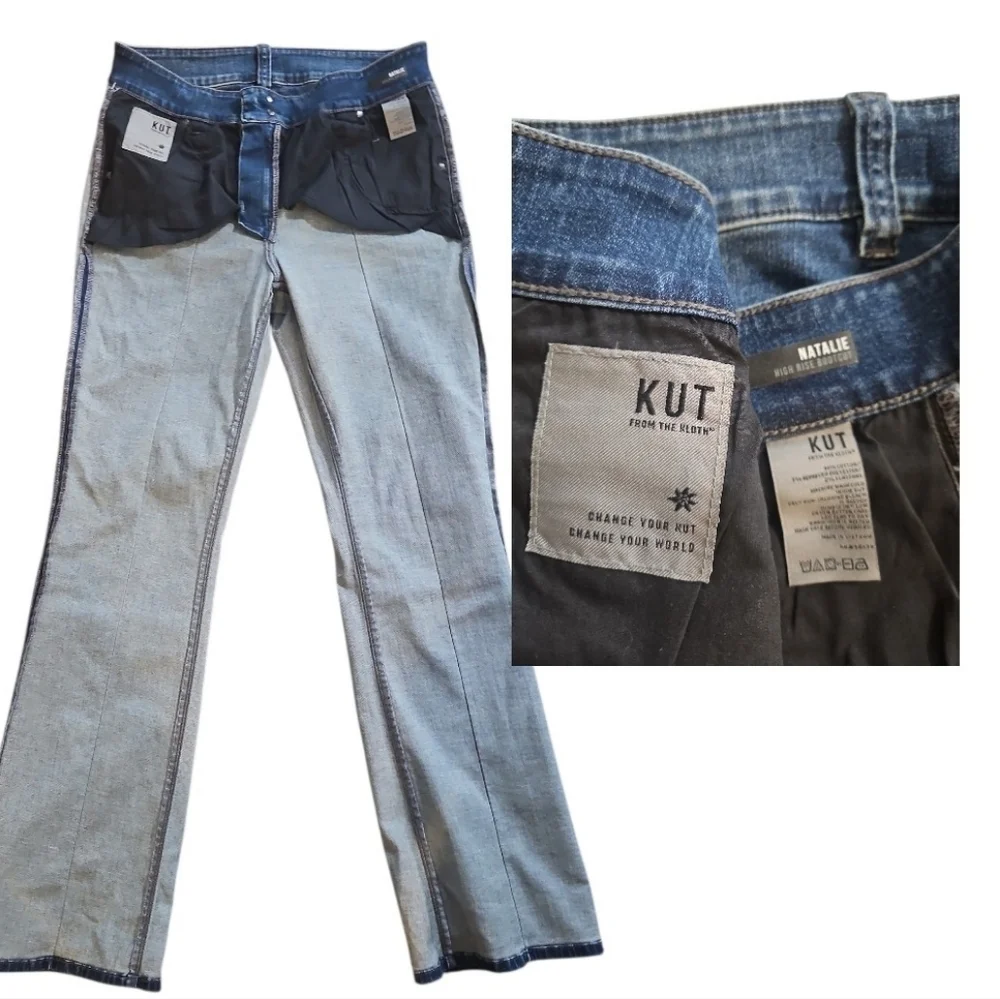 Kut From The Kloth Natalie High Rise Bootcut Jeans Size 12 Side Paneled Stretch - Picture 10 of 10